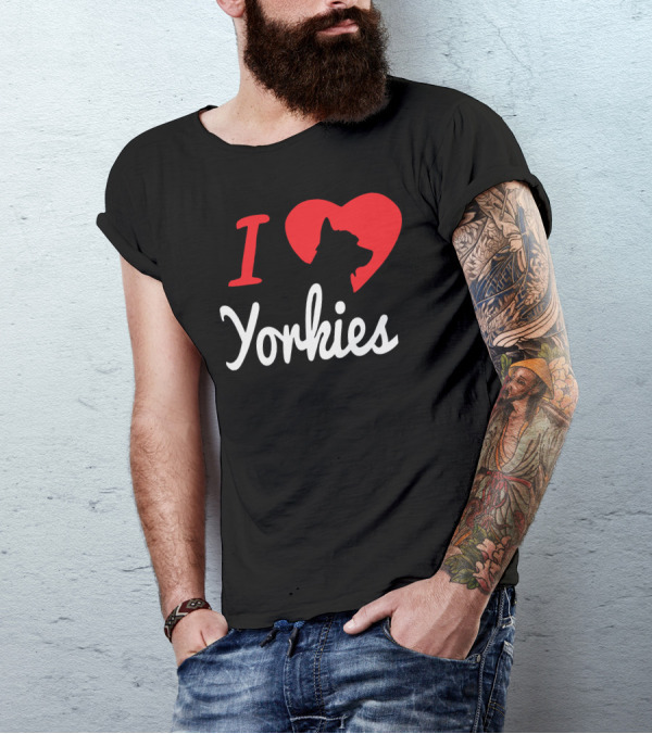 I Heart Yorkies Dog T-Shirt