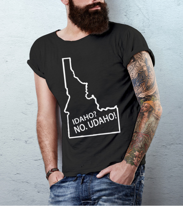 Idaho No Udaho State Shape Map Text T-Shirt