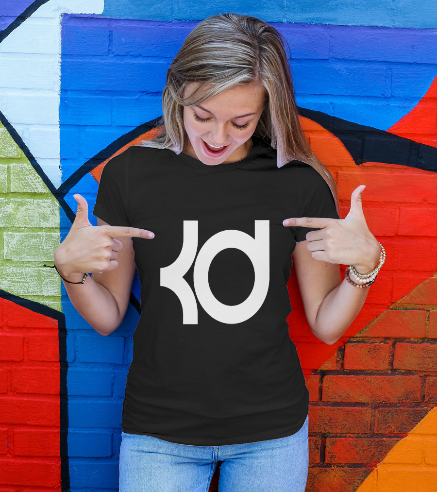 Kevin Durant KD Black Background White T-Shirt