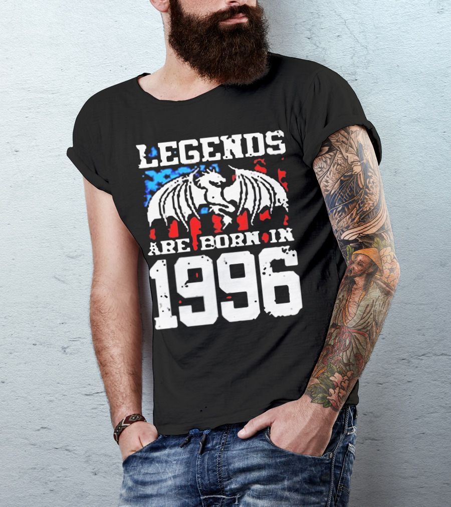 LEGENDS ARE BORN IN 1996 Dragon Wing Symbol Red White And Blue T-Shirt
