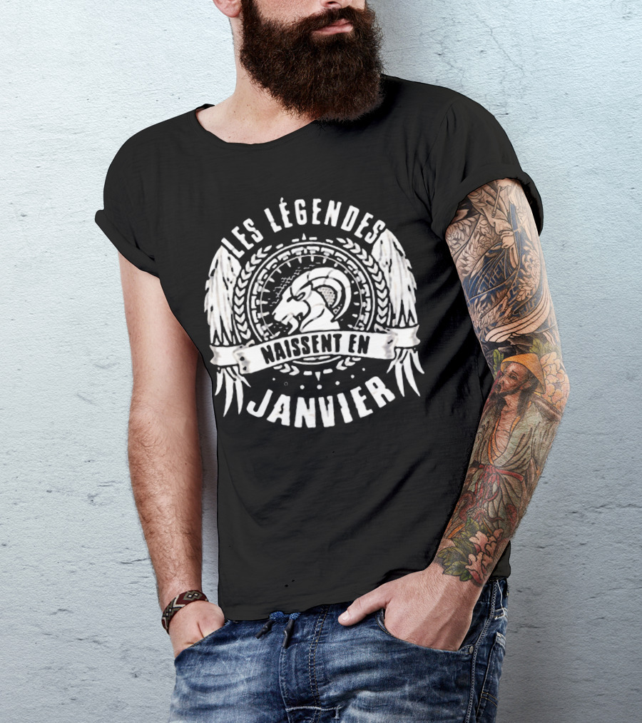Les Légendes Naissent En Janvier Capricorne Ailes T-Shirt