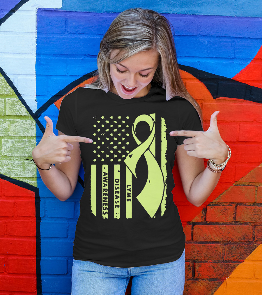 American Flag Lyme Disease Awareness T-Shirt