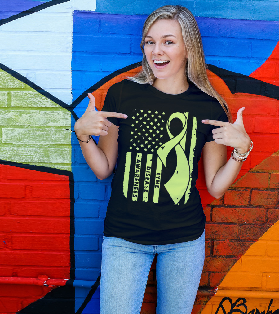 American Flag Lyme Disease Awareness T-Shirt