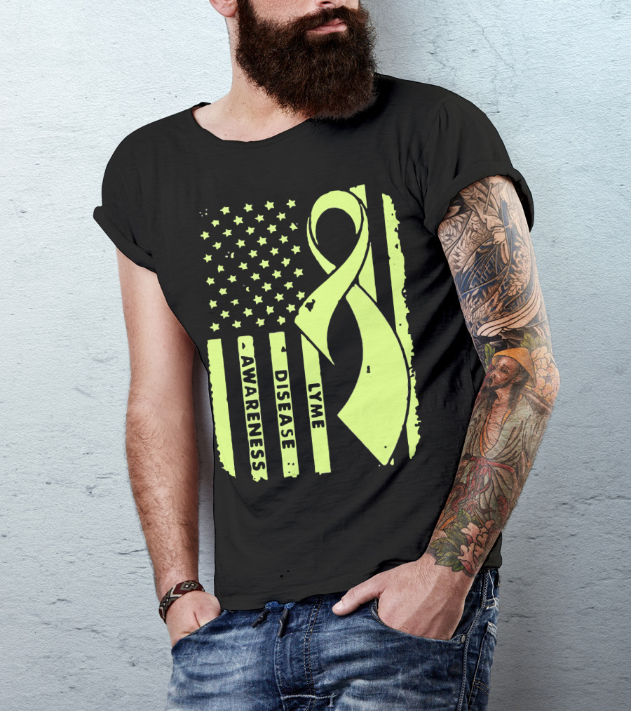 American Flag Lyme Disease Awareness T-Shirt