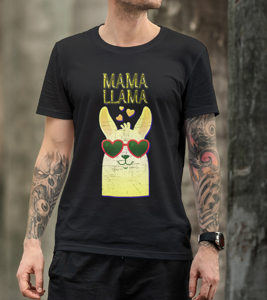MAMA LLAMA Heart Sunglasses And Cute Yellow Hearts T-Shirt