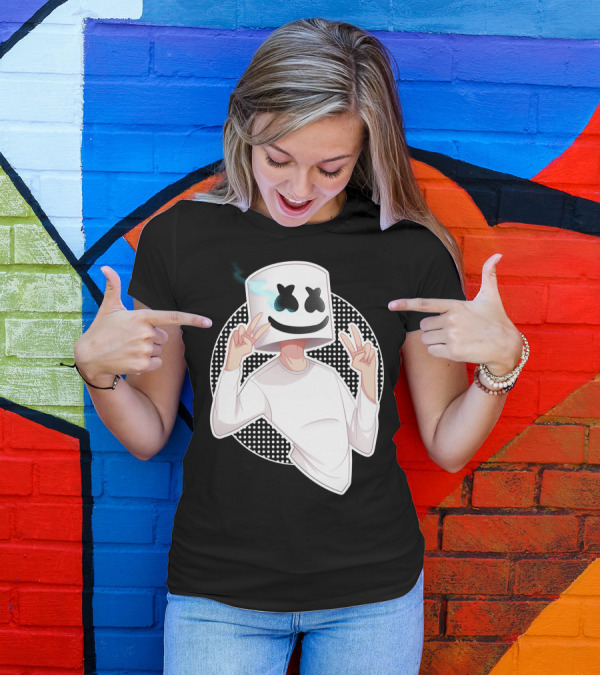 Marsmello Peace Sign Cartoon Character T-Shirt