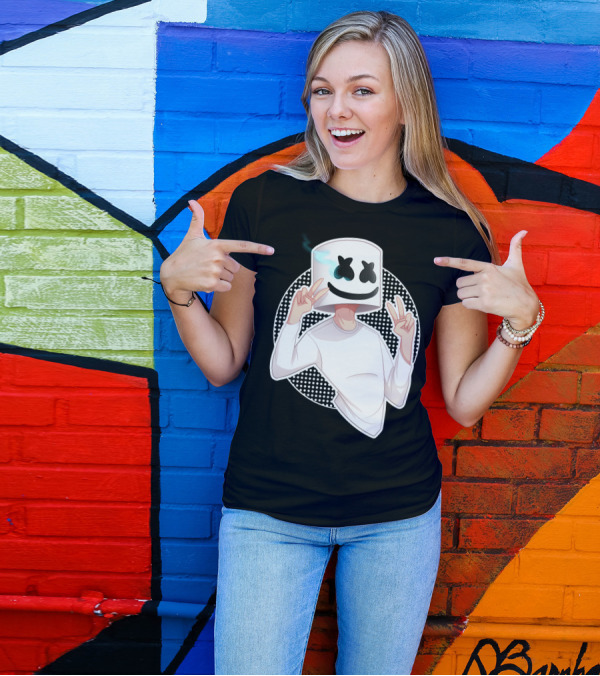 Marsmello Peace Sign Cartoon Character T-Shirt