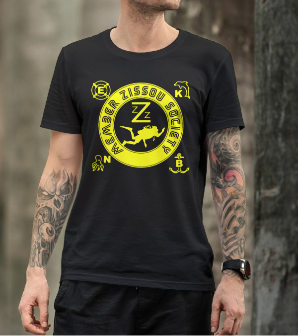 Member Zissou Society Dive Team Emblem With Diver Kangaroo Octopus Anchor T-Shirt