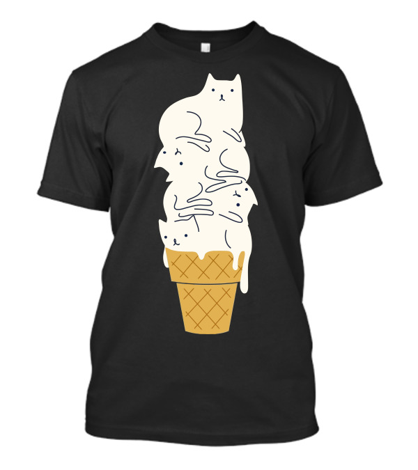 Meowlting Cat Ice Cream Cone Stack T-Shirt