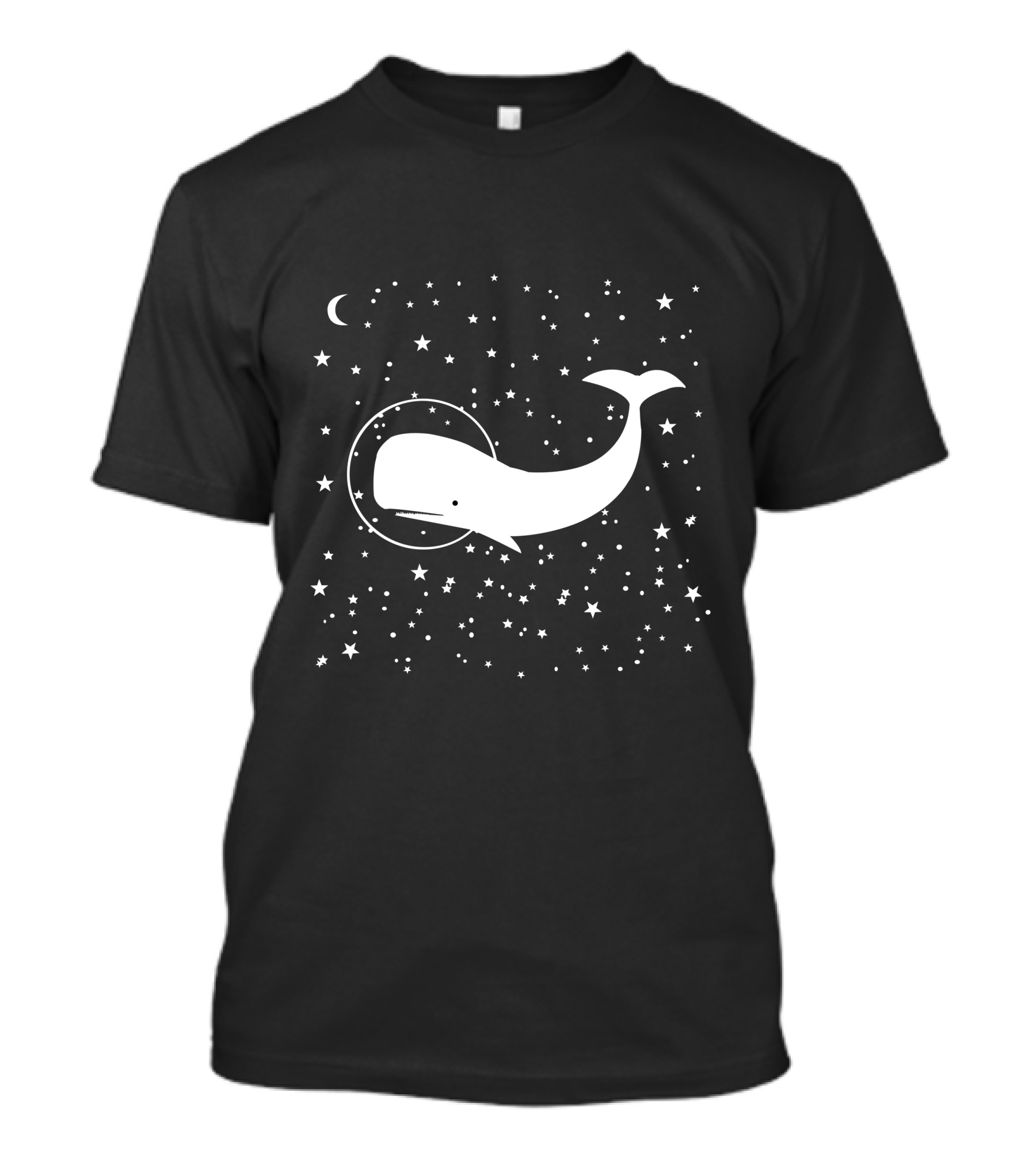 Moby In Space Whale Floating Among Stars And Moon T-Shirt