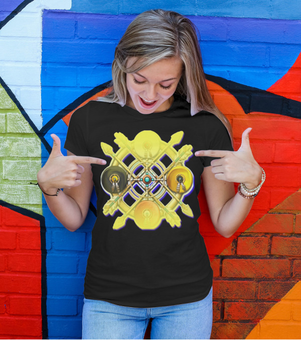 Native American Medicine Wheel Mandala Circular Pattern With Crossed Arrows And Feather Elements T-Shirt