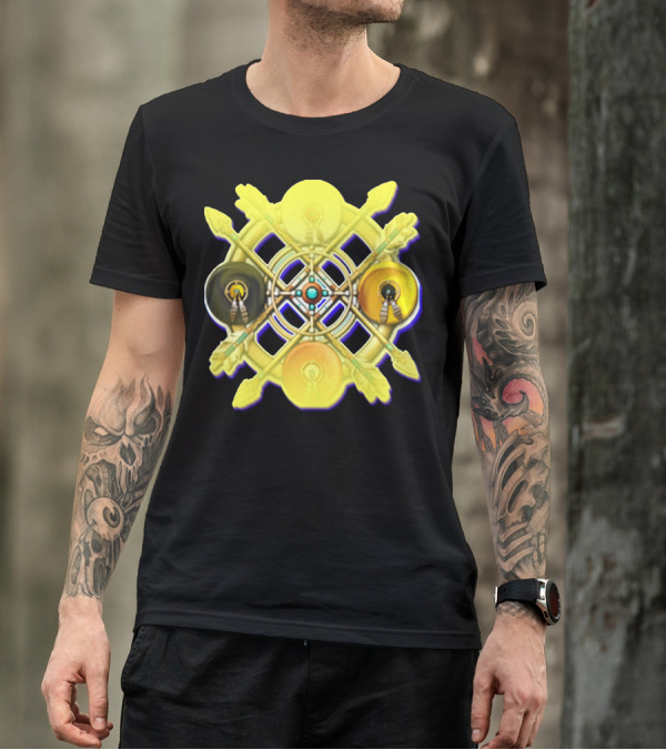 Native American Medicine Wheel Mandala Circular Pattern With Crossed Arrows And Feather Elements T-Shirt