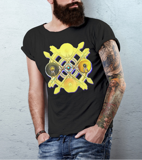 Native American Medicine Wheel Mandala Circular Pattern With Crossed Arrows And Feather Elements T-Shirt