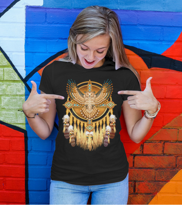 Native Owl Feather Dreamcatcher T-Shirt