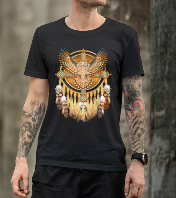 Native Owl Feather Dreamcatcher T-Shirt