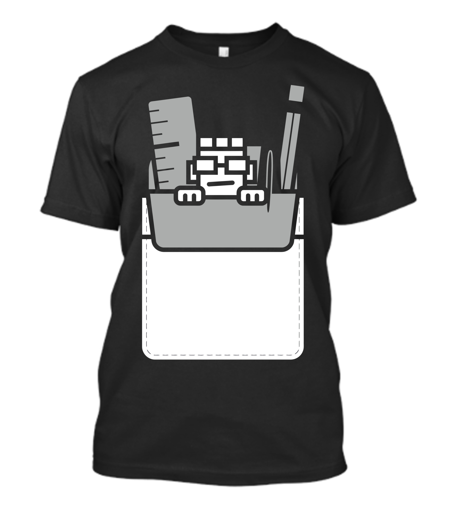 Nerd Hiding In Pocket With Ruler And Pencil T-Shirt