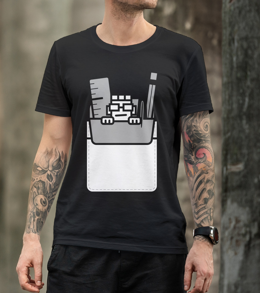 Nerd Hiding In Pocket With Ruler And Pencil T-Shirt