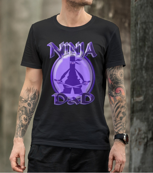 Ninja Dad Dual Sword Circle Shadow T-Shirt