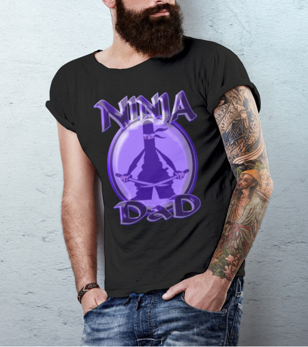 Ninja Dad Dual Sword Circle Shadow T-Shirt