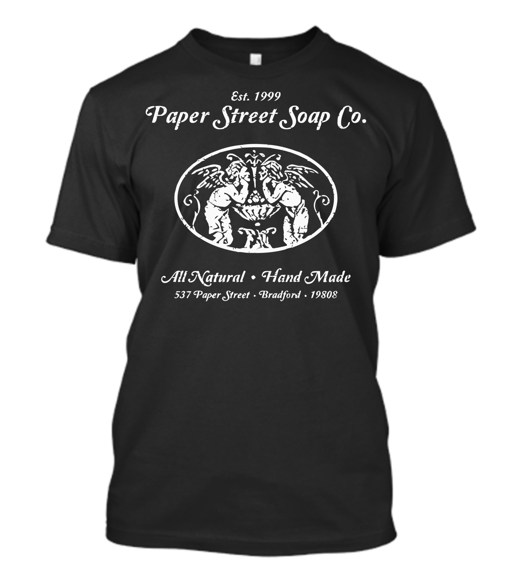 Est. 1999 Paper Street Soap Co. All Natural Hand Made 537 Paper Street Bradford 19808 T-Shirt