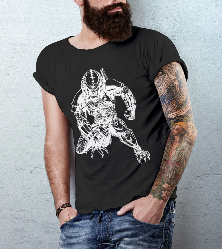 Predator 3W Alien Warrior Kneeling Pose T-Shirt