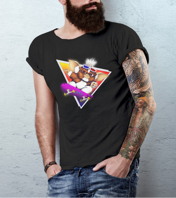 Gizmo 80s Retro Skateboarding Triangular T-Shirt