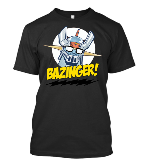 Bazinger Retro Robot Fusion With Glasses And Comical Exclamation T-Shirt