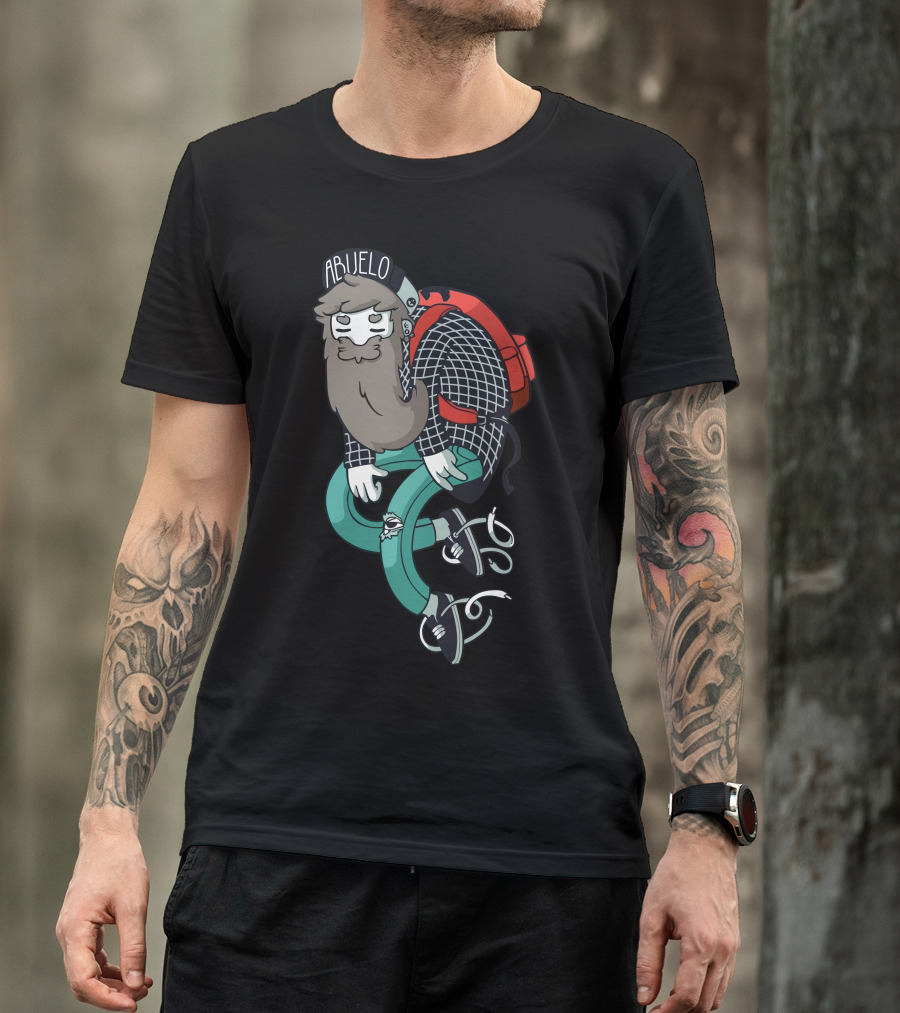 ABUELO Beanie Backpack Bearded Skateboarder T-Shirt