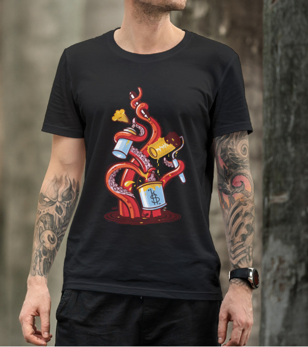 Angle Gravity Octopus Tentacles Paint Chaos T-Shirt