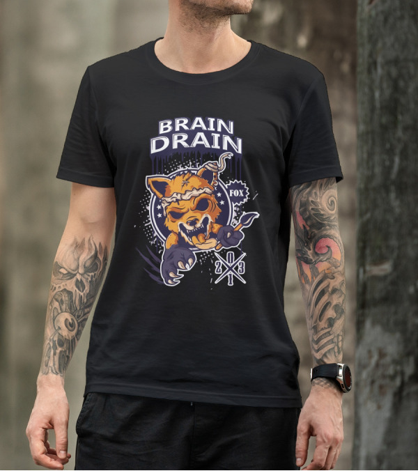 Brain Drain Fox 203 Artist Zombie Fox T-Shirt