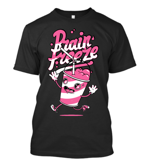 Brain Freeze Smiling Drink With Straw And Ice Cream T-Shirt
