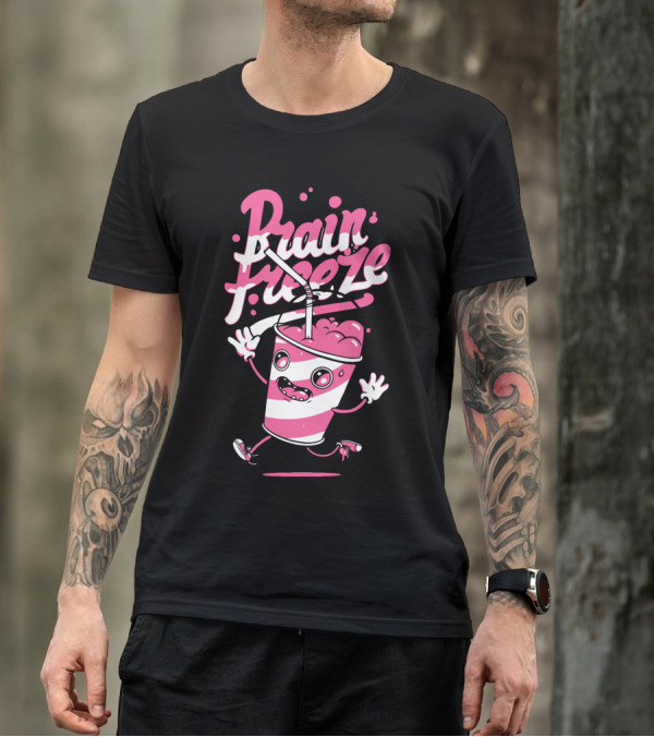 Brain Freeze Smiling Drink With Straw And Ice Cream T-Shirt