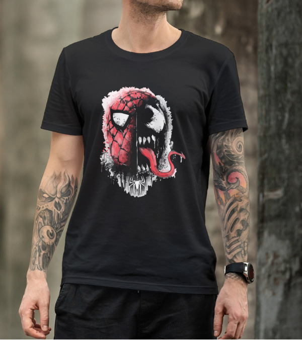 Spider-Man Venom Face Split Corruption T-Shirt