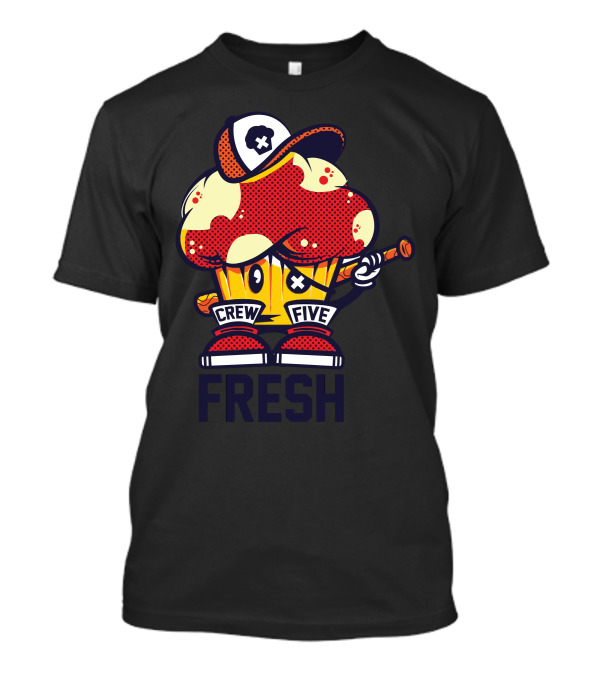 Crew Five Fresh Cupcake Character With Hat And Bat T-Shirt