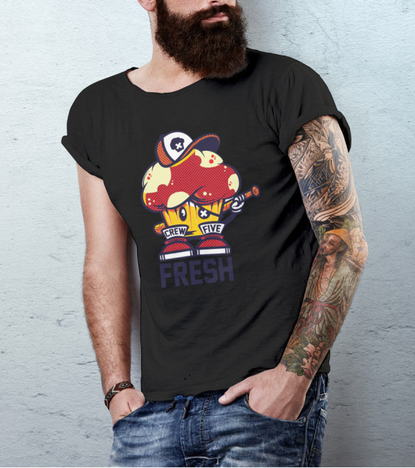 Crew Five Fresh Cupcake Character With Hat And Bat T-Shirt