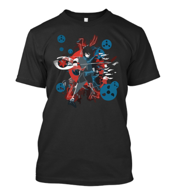 Curse Of The Leaf Shadow Warrior With Red Swirls And Blue Orbs T-Shirt