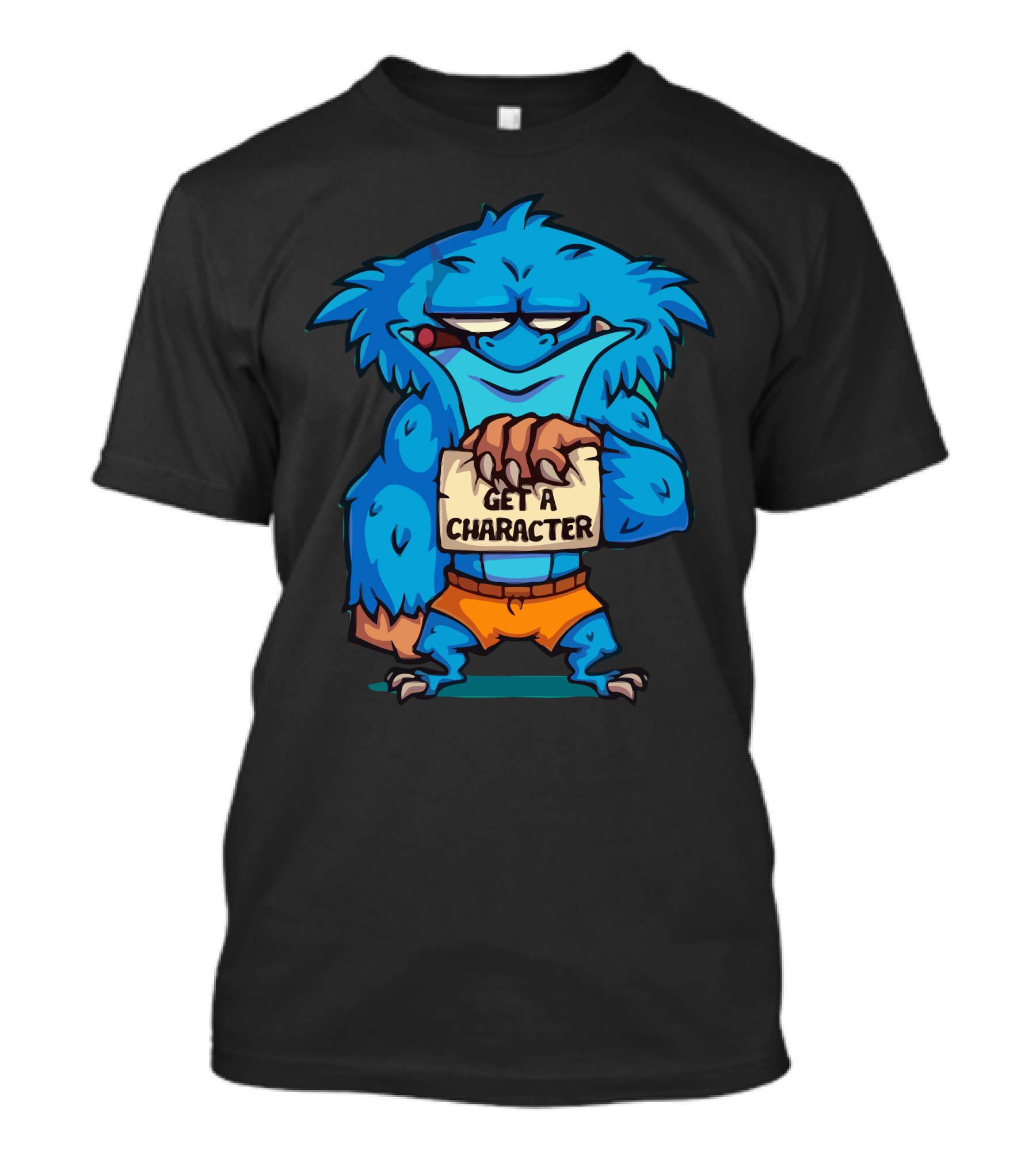 Get A Character Blue Monster With Orange Shorts T-Shirt