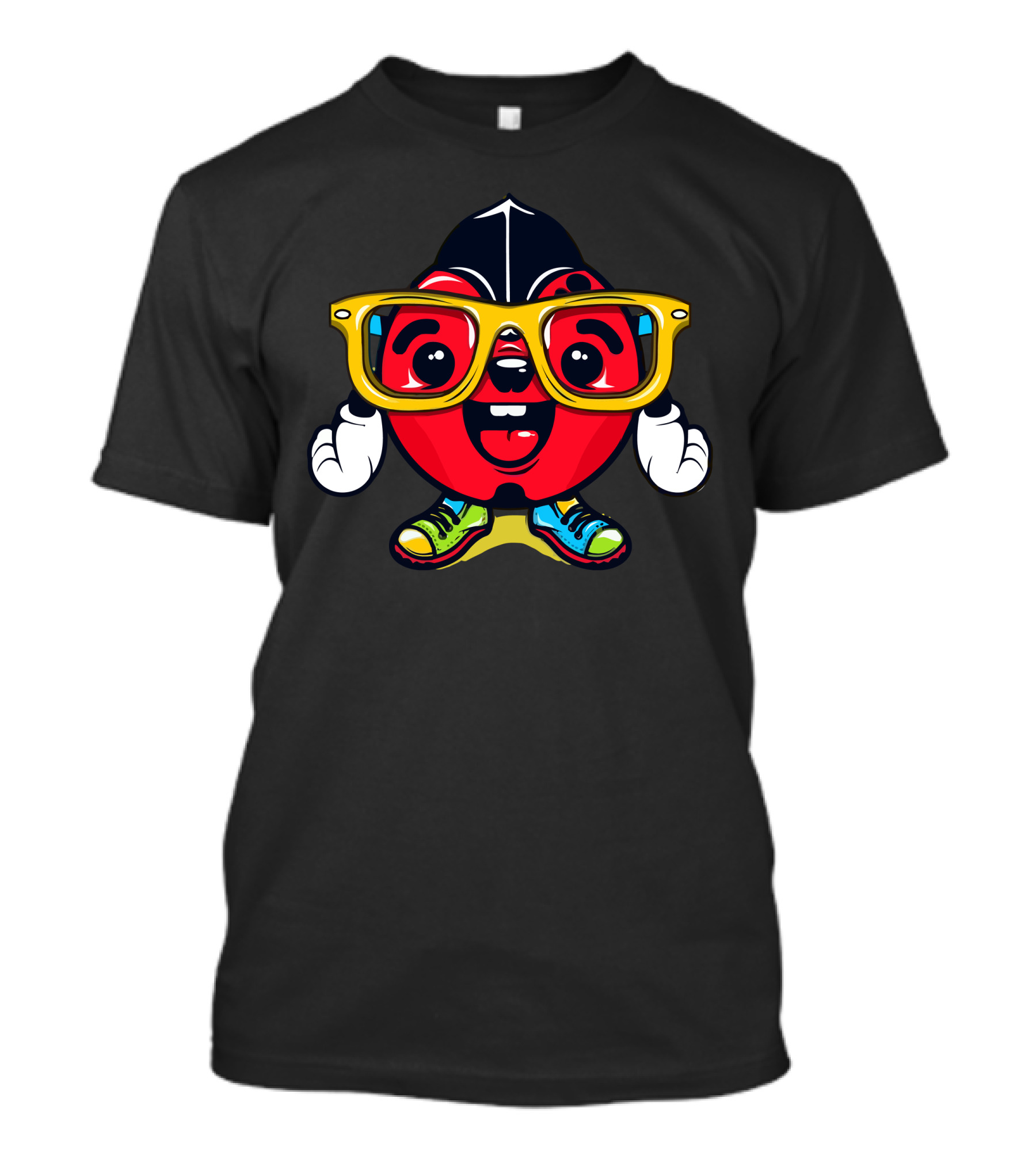 Goodlooking Cartoon Character In Yellow Glasses And Sneakers T-Shirt