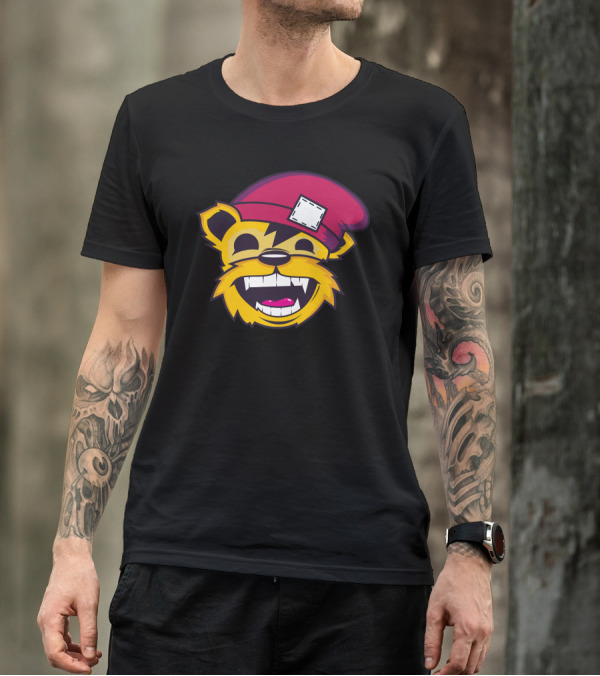 Hhaa Smiling Cartoon Bear With Red Hat T-Shirt