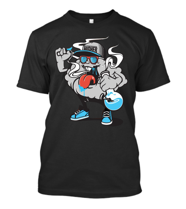 Higher Cartoon Cloud Character Holding Flask And Wearing Sunglasses And Hat T-Shirt