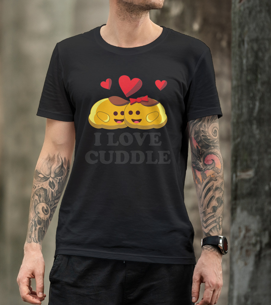 I Love Cuddle Emoji Couple With Hearts T-Shirt