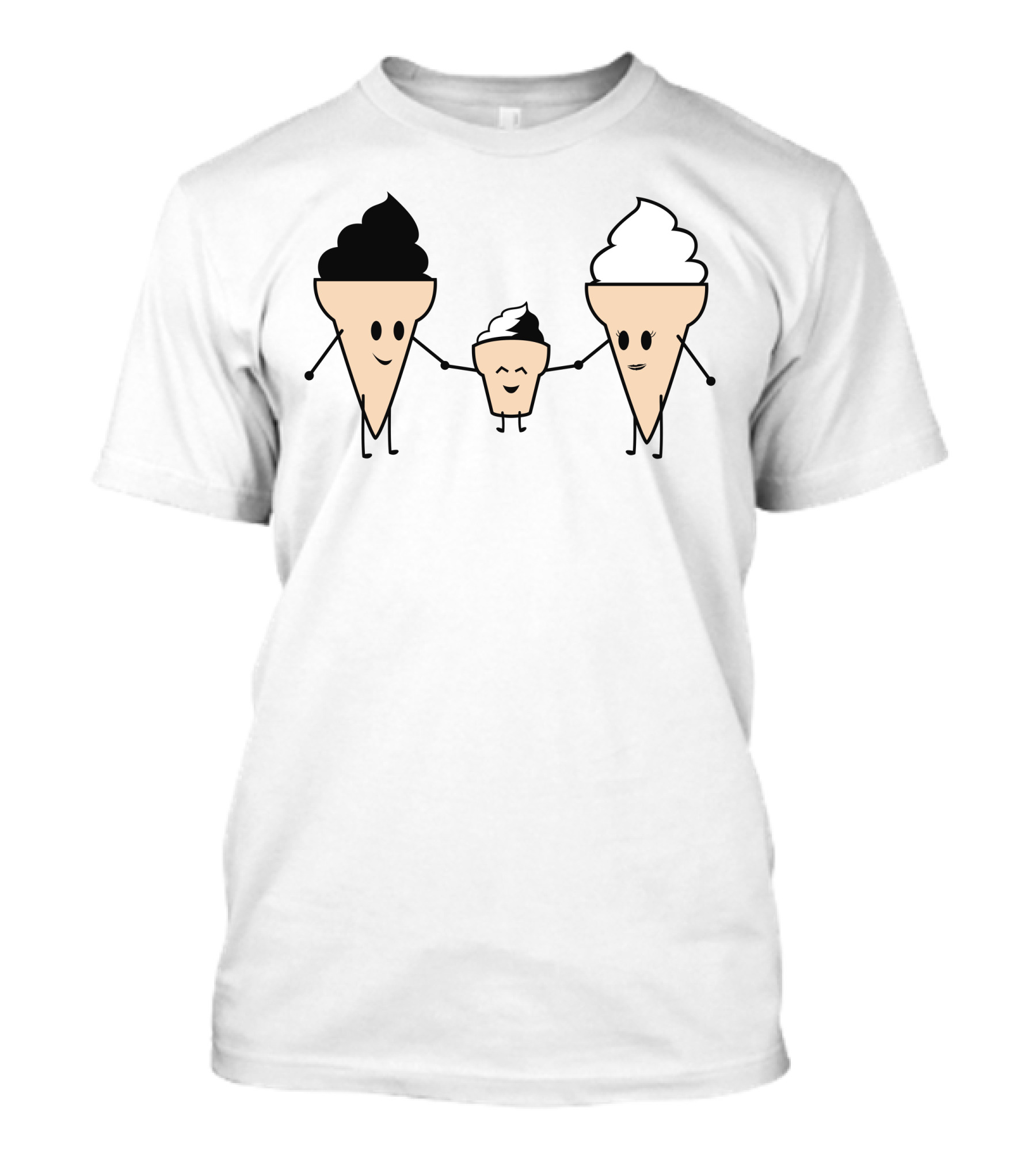 Ice Cream Family Holding Hands With Cute Cones T-Shirt
