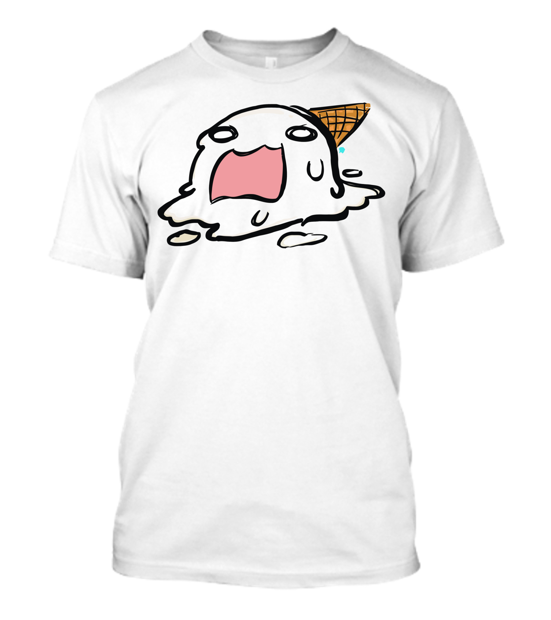 Ice Cream Melting Black Cone Face T-Shirt