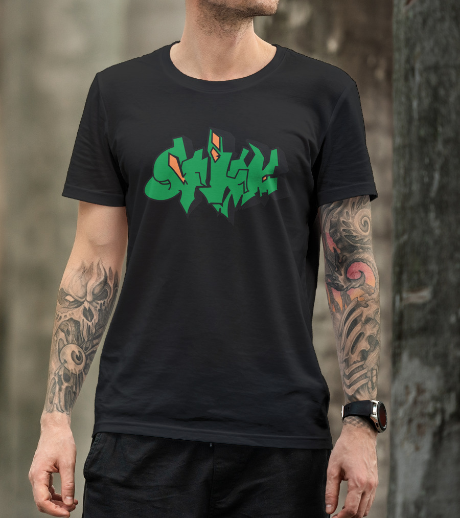 Ill Graffiti Style Text In Green And Orange T-Shirt