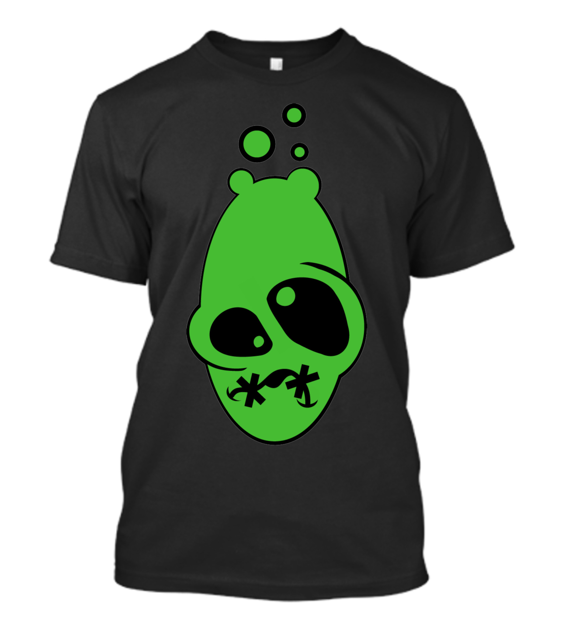 Ill Green Alien Face With Bubble Elements T-Shirt