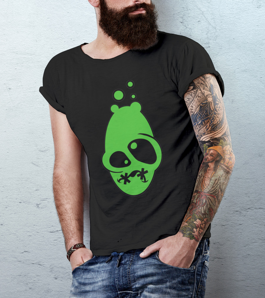 Ill Green Alien Face With Bubble Elements T-Shirt