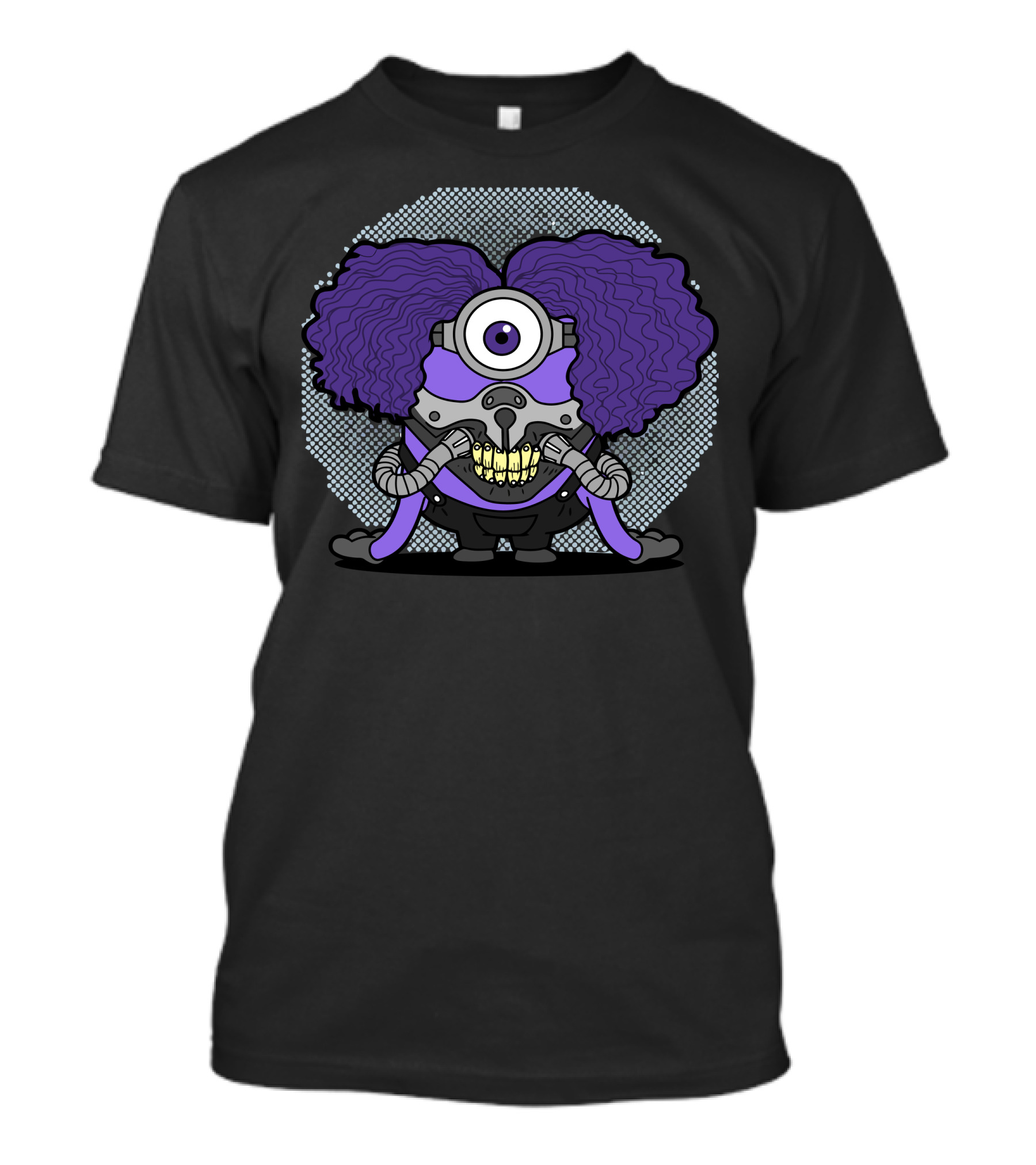Immortan Minion Mad Max Mashup Cyclopean Character With Purple Hair T-Shirt
