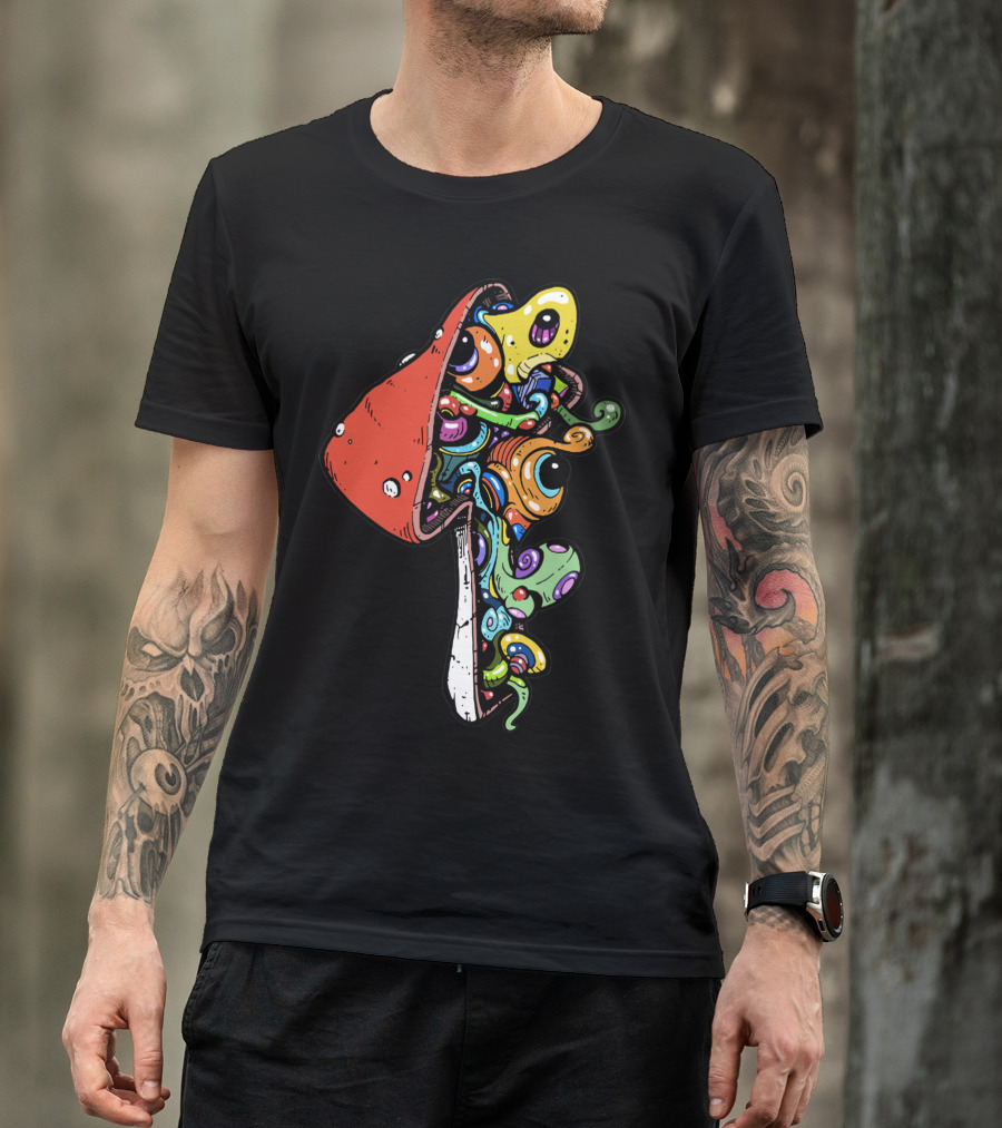 Inside A Mushroom Colorful Trippy Eyeball T-Shirt