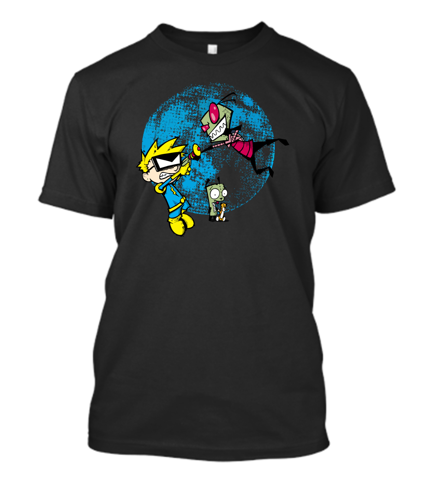 Invader Spiff Versus Irken Invader And Robot Grr - Calvin And Hobbes Meets Invader Zim Crossover T-Shirt