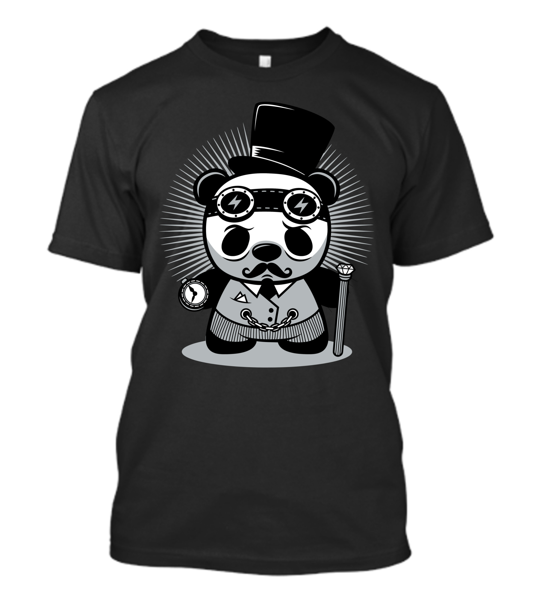 Steampunk Panda Gentleman With Top Hat And Goggles T-Shirt